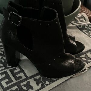 Simply Vera Vera Wang Black Open-Toe Ankle Booties with Buckle